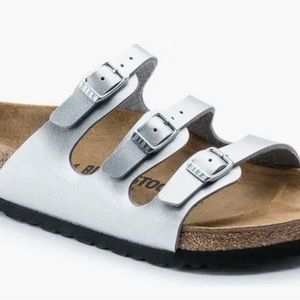 Birkenstock Florida Sandal Silver 38 Narrow/Regular nearly new not in box